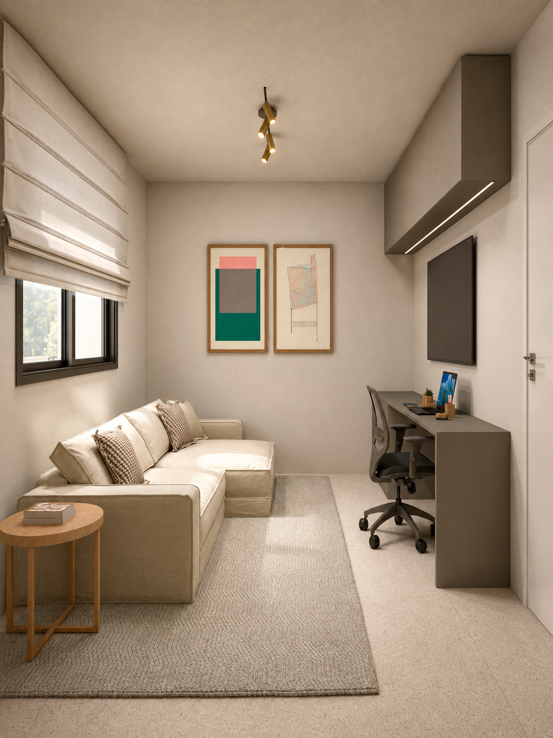 Suíte térrea em configuração de home office
